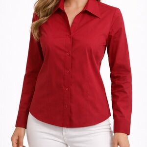 Gold Label Investments Elegant Red Women's Button-Down Shirt
